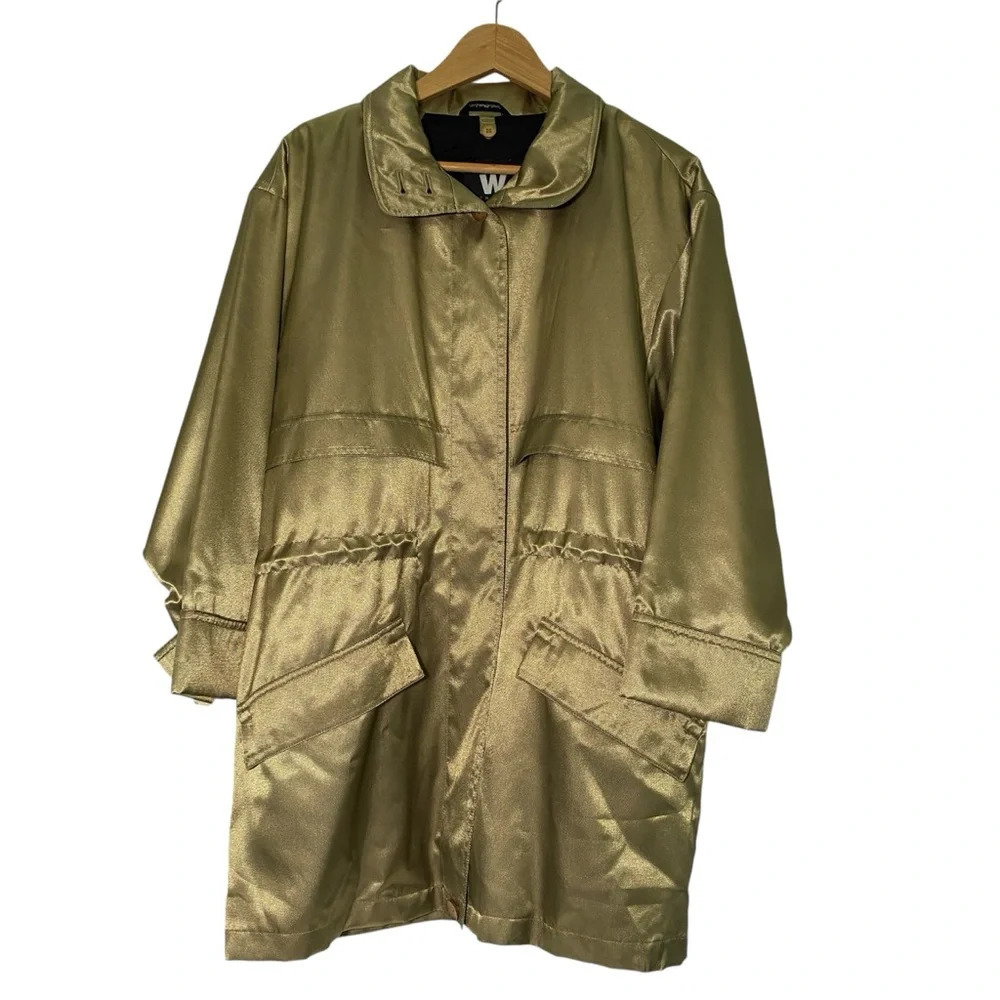 Sanyo Weather Wear by Carol Cohen‎ Anorak Jacket Small Metallic Green